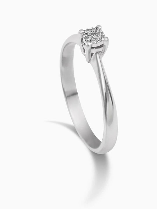 Diamond Jools Single Stone Ring in 18K White Gold with Diamond Diamond Jools Single Stone Ring in 18K White Gold with Diamond