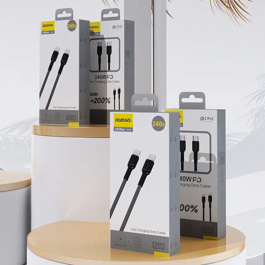 Dudao USB 2.0 Cable USB-C male - USB-C 240W PD Μαύρο 2m
