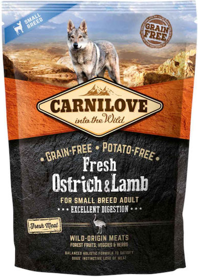 Carnilove Fresh Ostrich & Lamb 1.5kg Dry Food Grain-Free for Adult Small Breed Dogs with Lamb