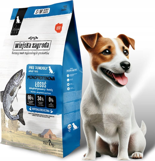 Wiejska Zagroda 2kg Trockenfutter ohne Getreide & Gluten für erwachsene Hunde mit Lachs