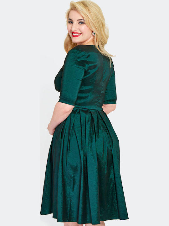 Rochie Midi De Seară Verde Vintage