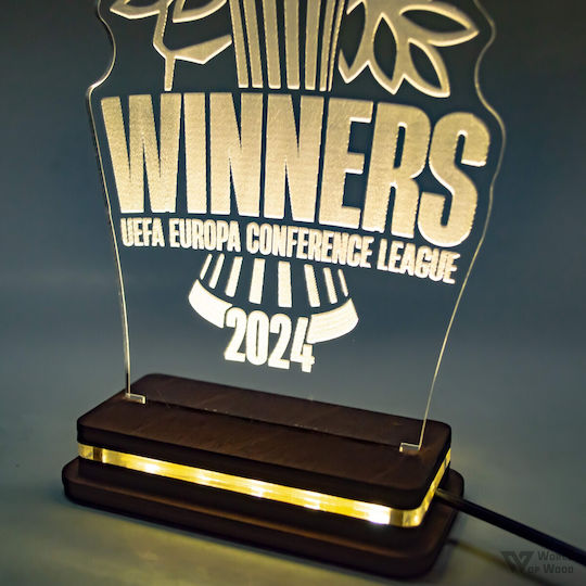 World of Wood Decorative Lamp Olympiacos Conference League Cup LED 20x12cm