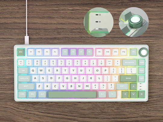 Royal Kludge R75 Gaming Μηχανικό Πληκτρολόγιο 75% με Custom Silver διακόπτες και RGB φωτισμό (Αγγλικό US) Μπλε