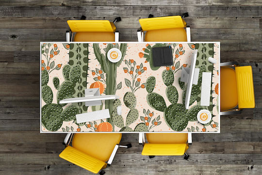 Desk Pad Modern Design Surface Protection Orange Cactus 120x60 Cm