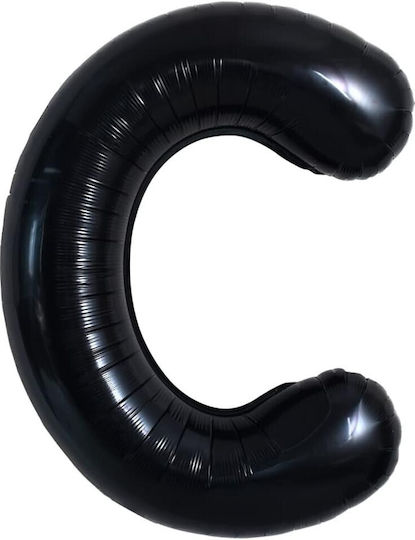 Baloane Folie Metalică Scrisoare C Flippy 40 Cm Umflat Heliu Aer Ambalaj Individual Pai Inclus Negru