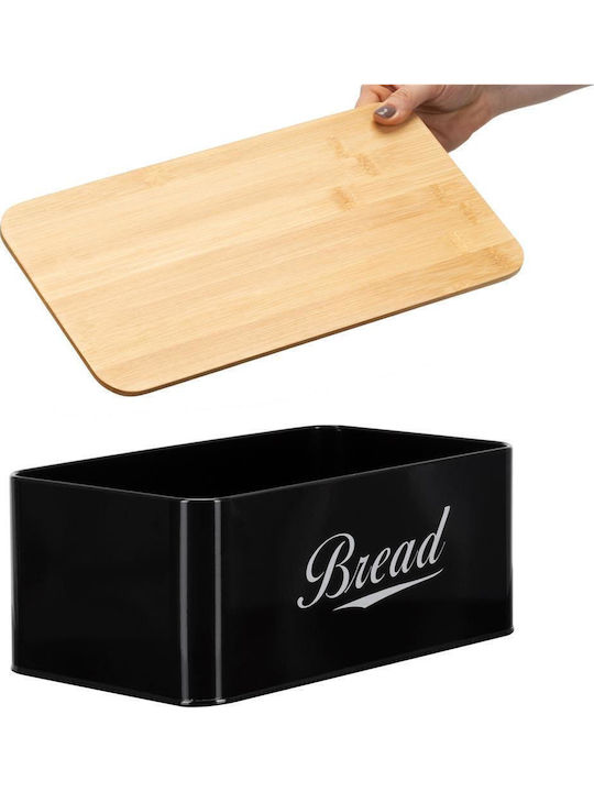 Bread Box with Lid Metallic Black 33x18x14cm