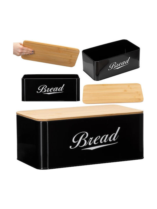 Bread Box with Lid Metallic Black 33x18x14cm