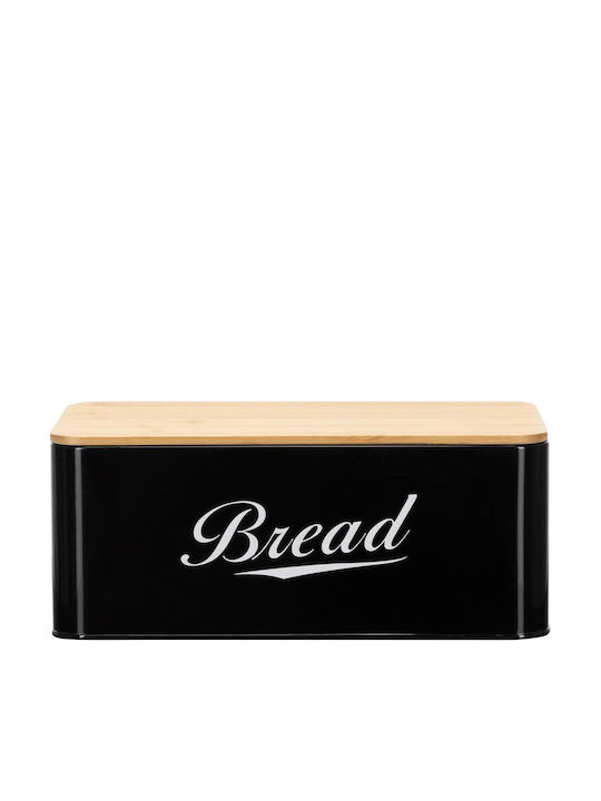Bread Box with Lid Metallic Black 33x18x14cm