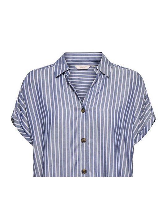 Short Sleeve Women's Shirt Medium Blue Denim