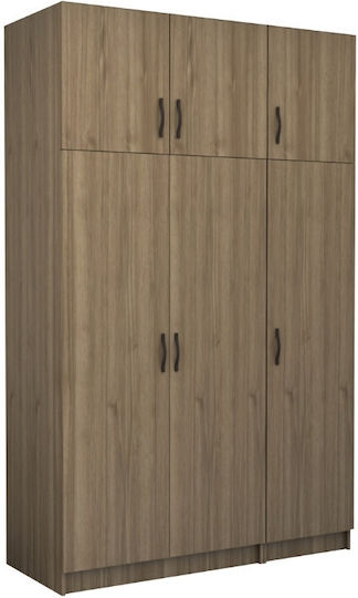 Victoria Τρίφυλλη Ντουλάπα με Πατάρι 150x60x240cm Καρυδί