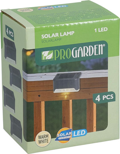 Set 4 Wall Mounted Solar Lights Warm White with Photocell 8x4x4.5cm
