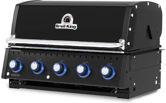 Broil King Baron 520 Shadow Built In Gas Grill with Cast Iron Grate with 5 Burners 13.2kW