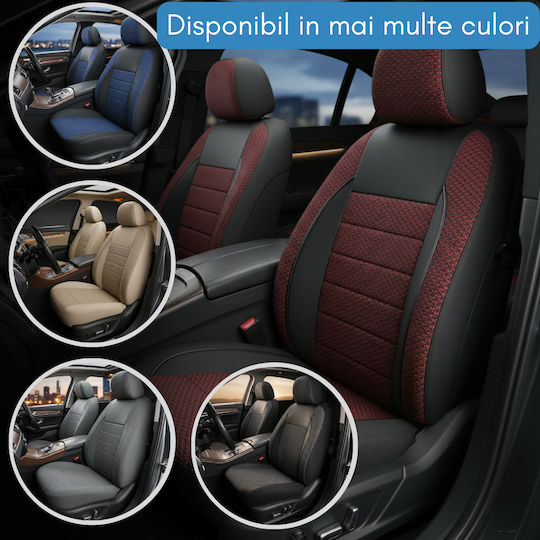 Car Seat Cover Set Elegance Edition V2 Textile Material Eco-leather Inserts 11 Pieces Red