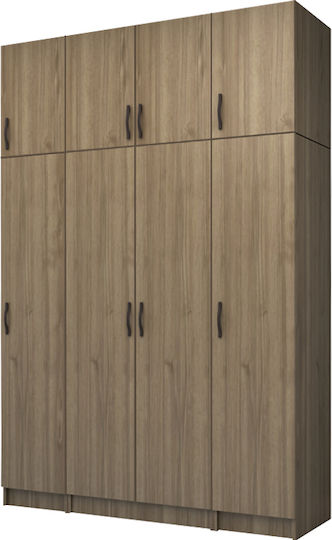Vivian Τετράφυλλη Ντουλάπα με Πατάρι 160x51.8x240cm Καρυδί Vivian Τετράφυλλη Ντουλάπα με Πατάρι 160x51.8x240cm Καρυδί