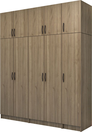Vivian Πεντάφυλλη Ντουλάπα με Πατάρι 200x51.8x240cm Καρυδί Vivian Πεντάφυλλη Ντουλάπα με Πατάρι 200x51.8x240cm Καρυδί