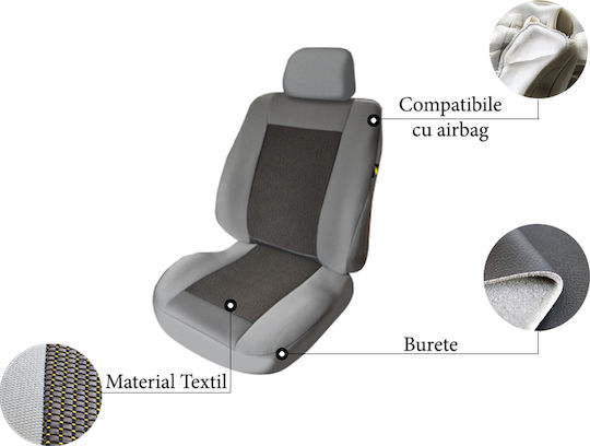 Smartic Предни Калъфи За Автомобилни Седалки 11 Бр Полиестерни Сиви