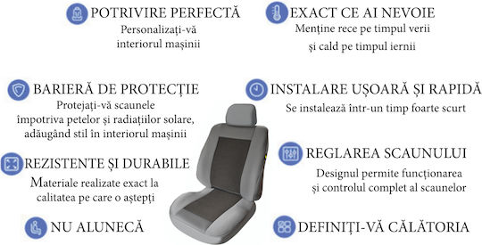 Smartic Предни Калъфи За Автомобилни Седалки 11 Бр Полиестерни Сиви