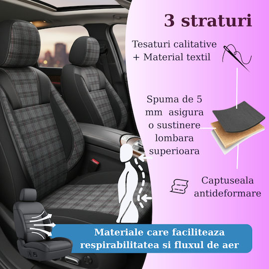Smartic Set De Huse Pentru Scaune Auto 11 Bucăți Piele Sintetică Neagră