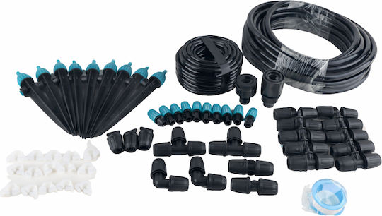 Set Irigare Grădină 44 Bucăți Furtun Pvc Aspersoare 2 X 10 Metri Furtun 10 Aspersoare Negre