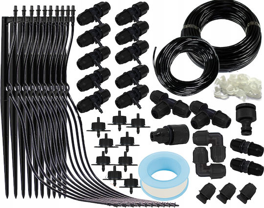 Set Irigare Grădină Furtun Pvc Picurători 2 X 10 Metri Furtun 10 Picurători Țeavă Neagră