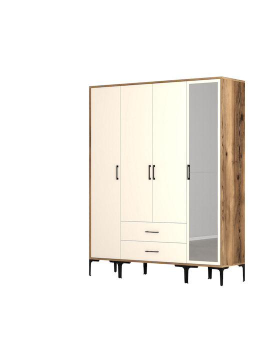 Dulap Patru Uși Str Lidya Crem 160x47x201cm