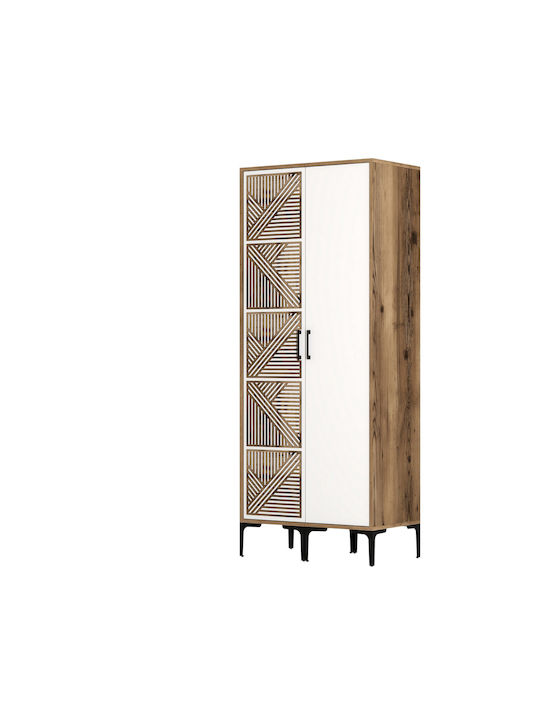 Wardrobe Double Door Walnut White 80x47x201cm