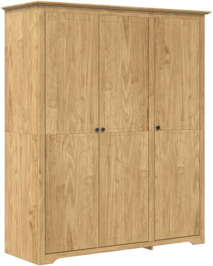 Τρίφυλλη Ντουλάπα 146x53.5x173cm Μέλι Καφέ Τρίφυλλη Ντουλάπα 146x53.5x173cm Μέλι Καφέ