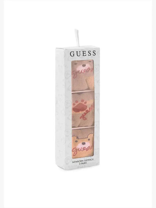 Guess Șosete Pentru Copii Bej 3 Perechi