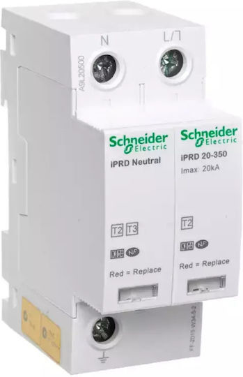 Schneider Electric Acti 9 Антикерни панел Тип T2 Двуполюсен Максимален изходен ток 5kA 1P+N 5kA с отделяеми предпазители