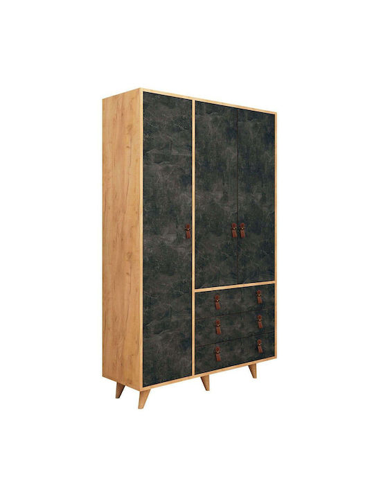 Triple Door Wardrobe Chunky Oak-dark Grey 120x52x187cm