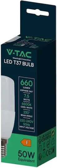V-TAC LED Bulb 7.5W 100mm for Socket E14 and Shape T37 Warm White 660lm