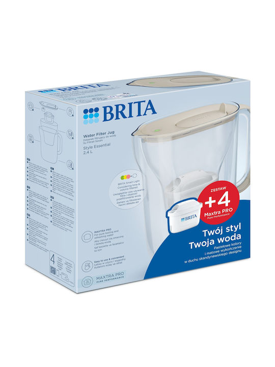 Brita Style Essential Serving Jug Plastic with Filter 2400ml 4 Pieces