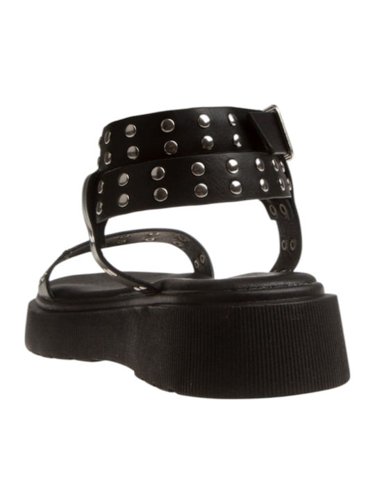 Damen Flache Sandalen Schwarz