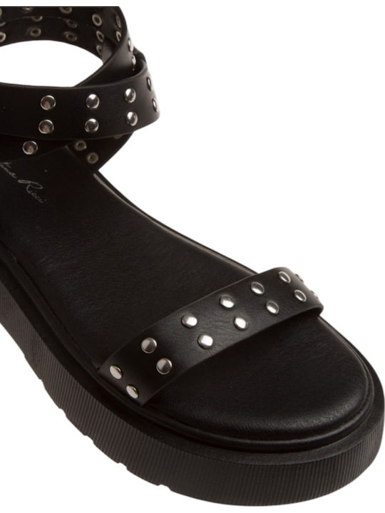 Damen Flache Sandalen Schwarz
