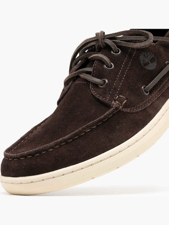 Leather Men's Boat Shoes in Brown Colour