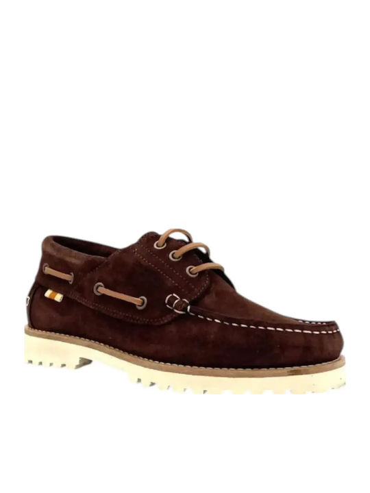 Leather Men's Boat Shoes in Brown Colour