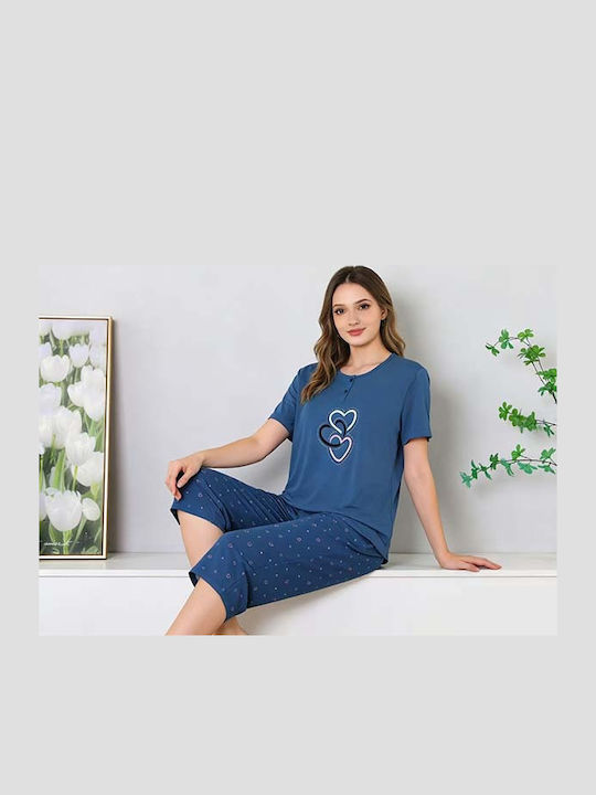 Goodnight Summer Women's Cotton Pyjama Set Blue