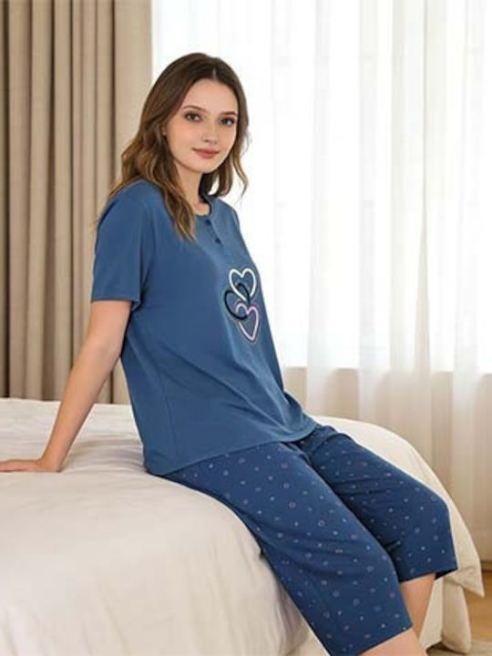 Goodnight Summer Women's Cotton Pyjama Set Blue