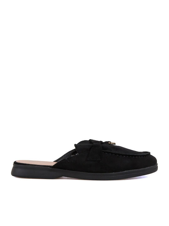 Suede Mules With Heel In Black Colour