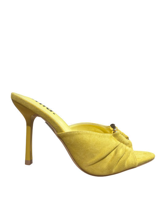 Mules With Heel In Blonde Colour