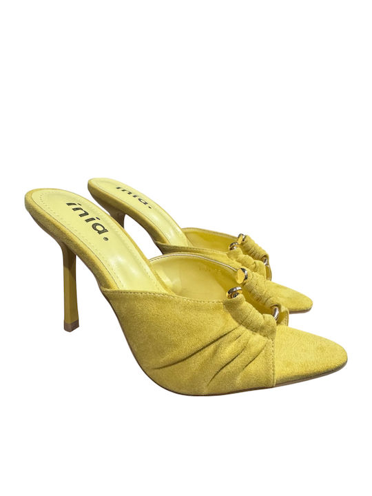 Mules With Heel In Blonde Colour