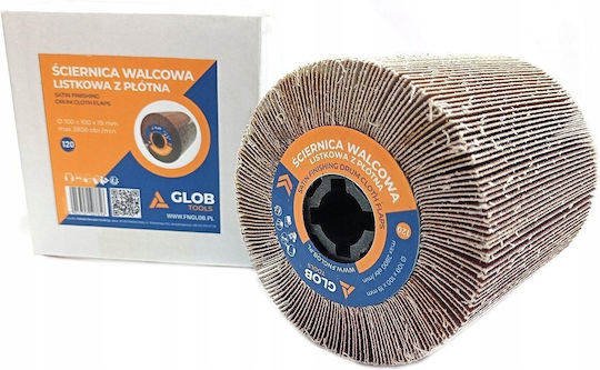 Glob Cylindrical Flap Grinding Wheel Glob Tools Cloth 100x100x19mm Satin Finisher
