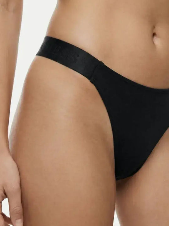 High Waist Women's String Black