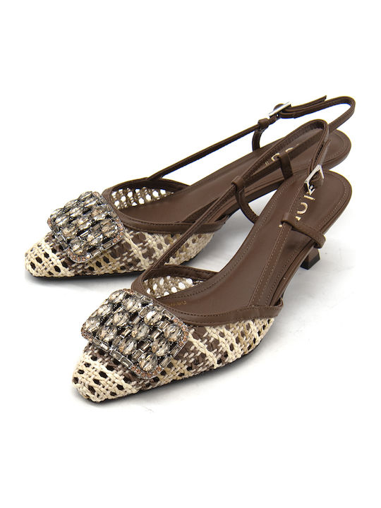 Leather Heels with Strap & High Brown Heel Pumps
