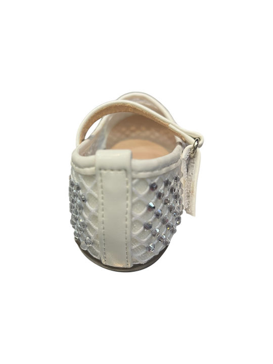 Kids Ballerinas with Hoop & Loop Closure White