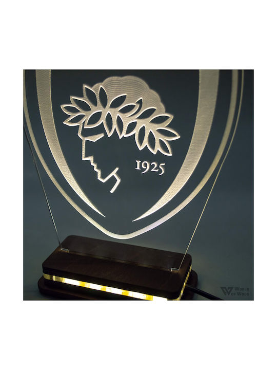 World of Wood Led Kids Decorative Lamp Olympiakos Basketball Red 20x15cm