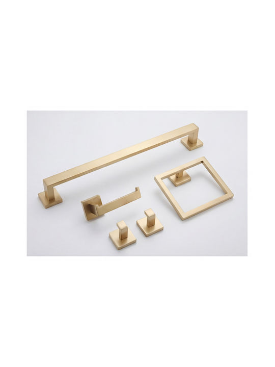 Naron Wall Mounted Bathroom Accessory Set Inox Gold 5 Pieces