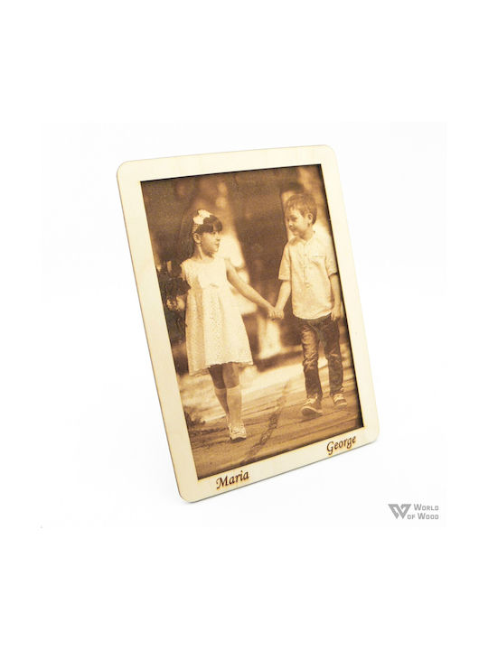 World of Wood Wooden Photo Frame with Beige Frame