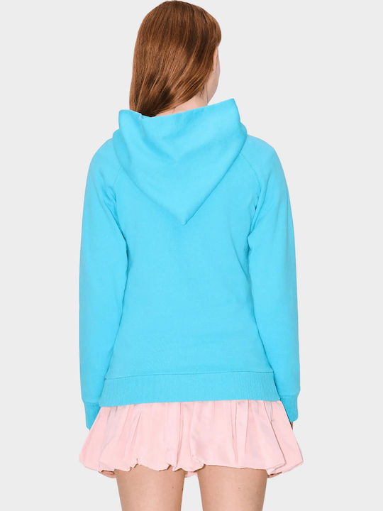 Long Women's Sweatshirt Hooded Turquoise