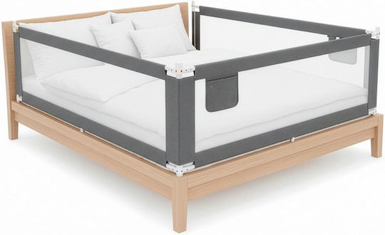 Bară de Protecție pentru Pat din Metal în Culoare Gri 210cm